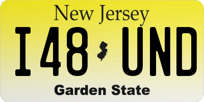 NJ license plate I48UND