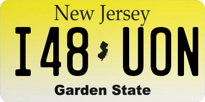NJ license plate I48UON