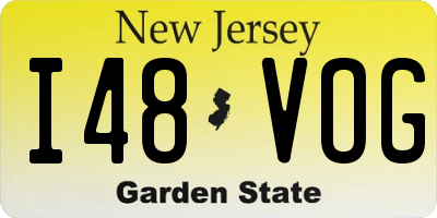 NJ license plate I48VOG