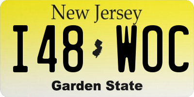 NJ license plate I48WOC
