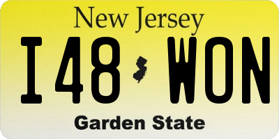 NJ license plate I48WON
