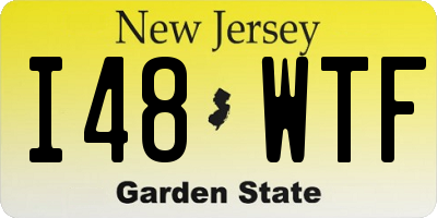 NJ license plate I48WTF
