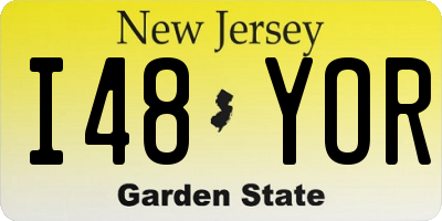NJ license plate I48YOR