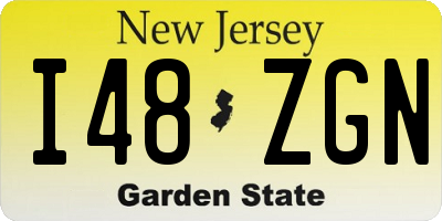 NJ license plate I48ZGN