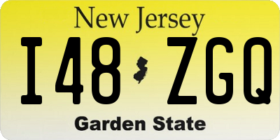 NJ license plate I48ZGQ