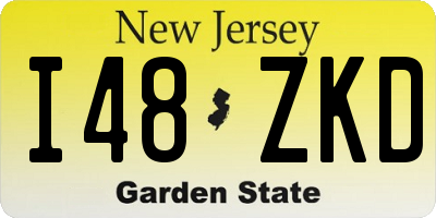 NJ license plate I48ZKD