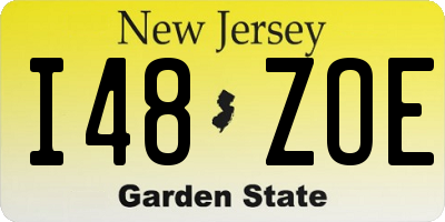 NJ license plate I48ZOE