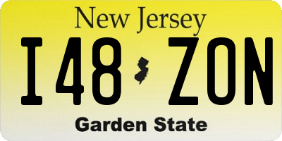NJ license plate I48ZON