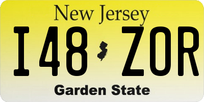 NJ license plate I48ZOR
