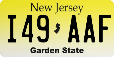NJ license plate I49AAF