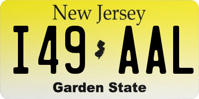 NJ license plate I49AAL