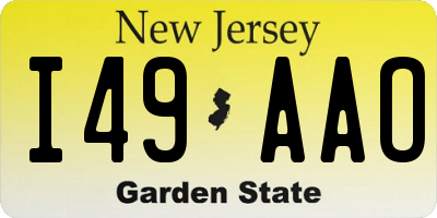 NJ license plate I49AAO