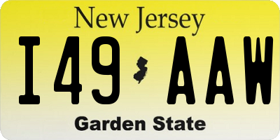 NJ license plate I49AAW