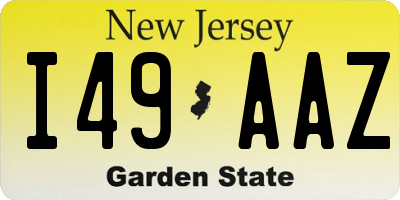 NJ license plate I49AAZ
