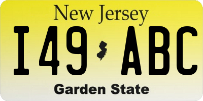 NJ license plate I49ABC