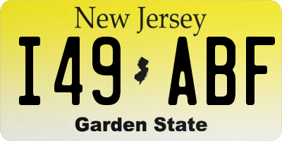 NJ license plate I49ABF
