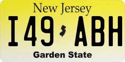 NJ license plate I49ABH