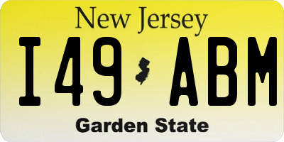 NJ license plate I49ABM