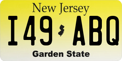 NJ license plate I49ABQ