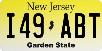 NJ license plate I49ABT