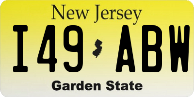 NJ license plate I49ABW