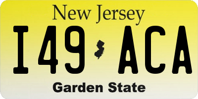 NJ license plate I49ACA