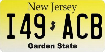 NJ license plate I49ACB