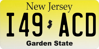 NJ license plate I49ACD