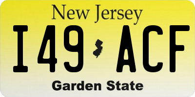 NJ license plate I49ACF