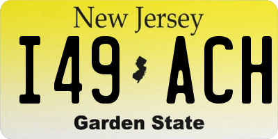 NJ license plate I49ACH