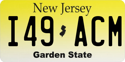 NJ license plate I49ACM