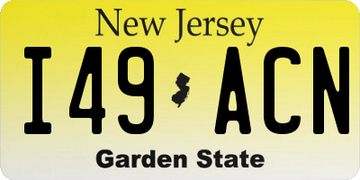 NJ license plate I49ACN