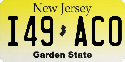 NJ license plate I49ACO