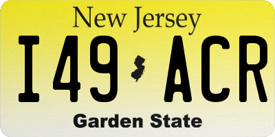 NJ license plate I49ACR