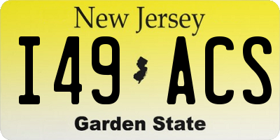 NJ license plate I49ACS
