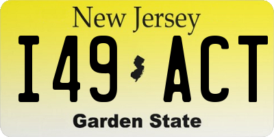 NJ license plate I49ACT