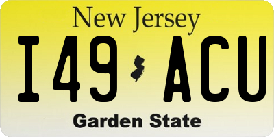 NJ license plate I49ACU