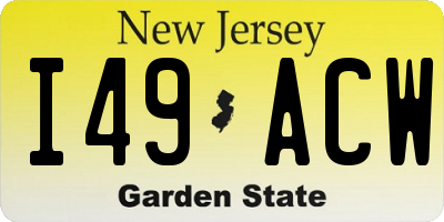 NJ license plate I49ACW