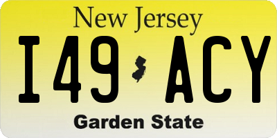 NJ license plate I49ACY