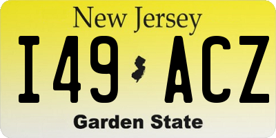 NJ license plate I49ACZ