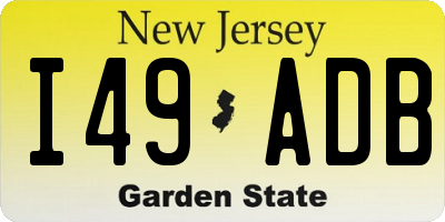 NJ license plate I49ADB
