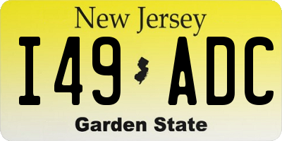 NJ license plate I49ADC