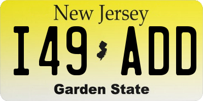 NJ license plate I49ADD