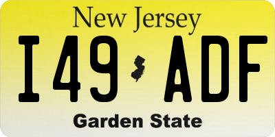 NJ license plate I49ADF