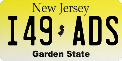 NJ license plate I49ADS