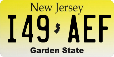 NJ license plate I49AEF