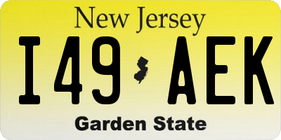 NJ license plate I49AEK