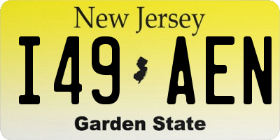 NJ license plate I49AEN