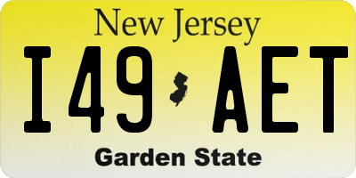 NJ license plate I49AET