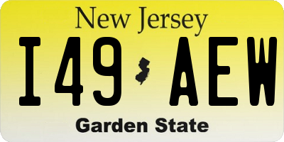 NJ license plate I49AEW